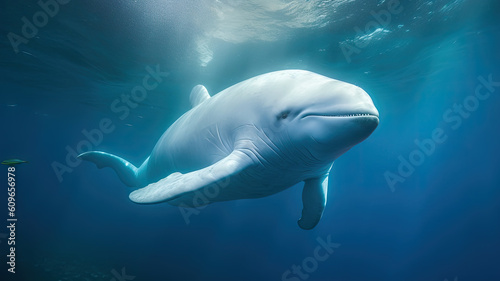 beluga whale in the ocean created with Generative AI technology