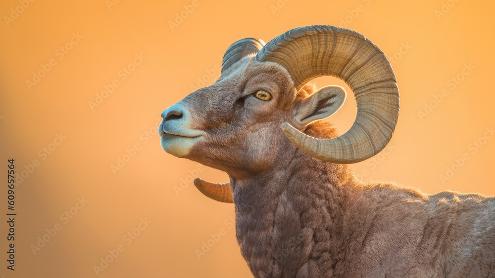 bighorn sheep in portrait created with Generative AI technology bighorn sheep in portrait created with Generative AI technology