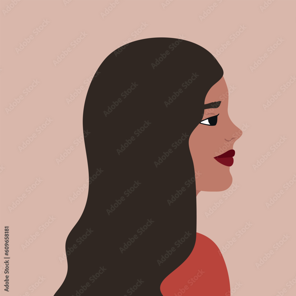 Portrait of a young Latin woman in profile. Vector illustration Portrait of a young Latin woman in profile. Vector illustration
