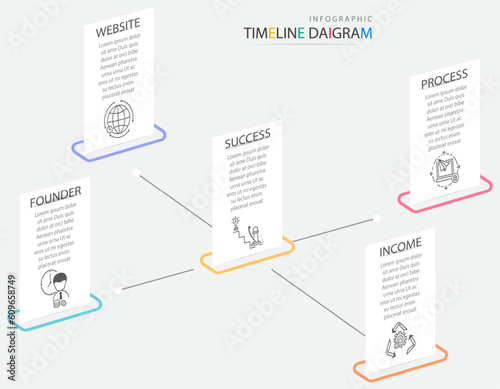 Modern infographic elements with charts, diagrams, processes. Vector design can be used for business data visualization and marketing presentations.