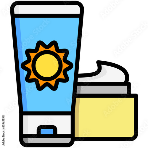 sun cream icons, are often used in design, websites, or applications, banner, flyer to convey specific concepts related to vacations or tourism.