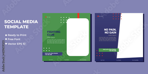 Fitness gym social media post square banner template for fitness studio promotion