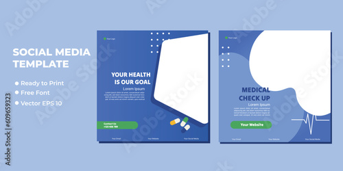 Medical healthcare service social media post template design. Hospital, doctor, clinic and dentist health business promotion flyer poster.