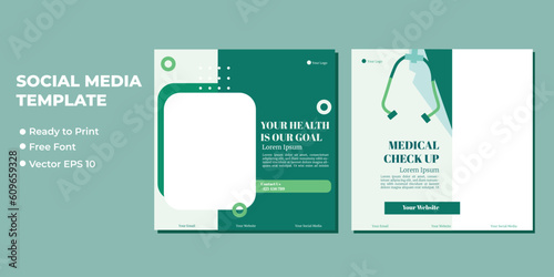 Medical healthcare service social media post template design. Hospital, doctor, clinic and dentist health business promotion flyer poster.