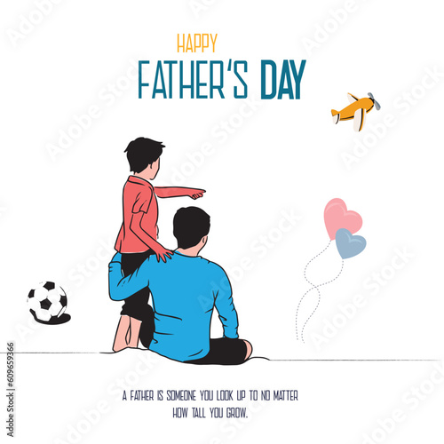 vector happy father's day with dad and children silhouettes on white background photo