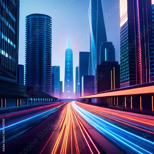 futuristic cyberpunk city cityscape at night