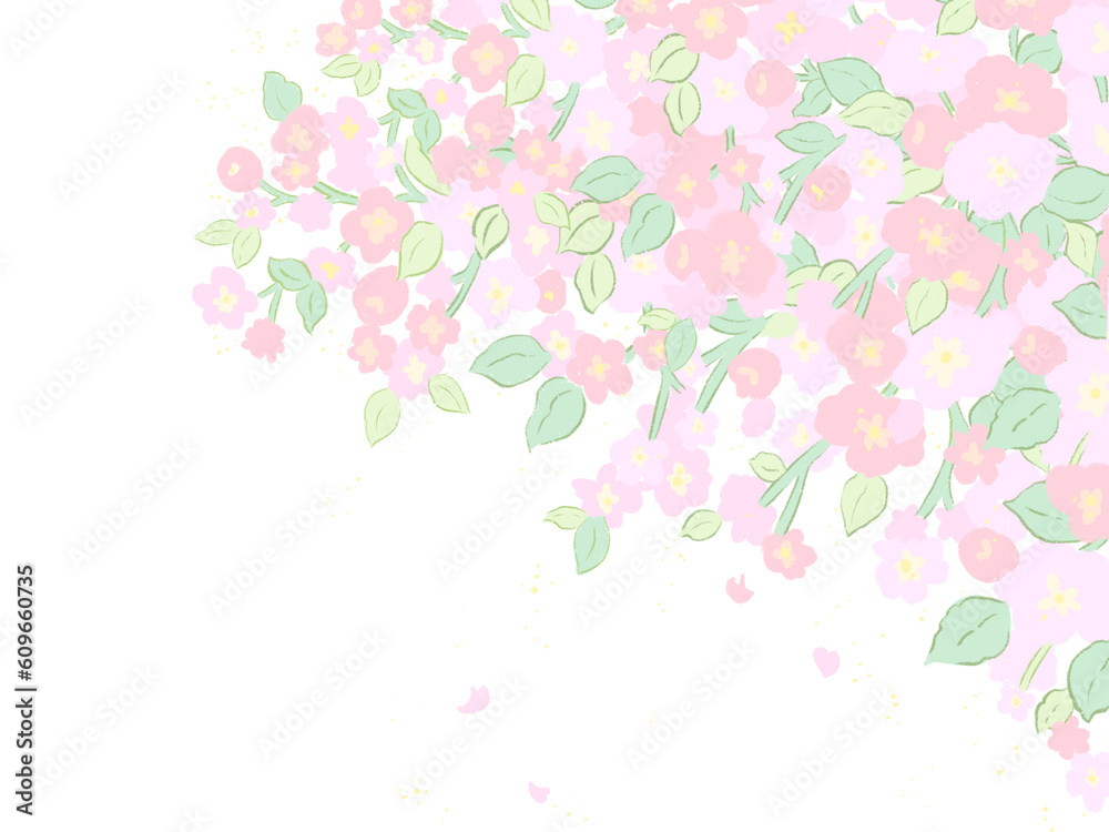 Hand painting drawing background pattern inspired by Japan sweet pastel blossom flower tree digital clipart