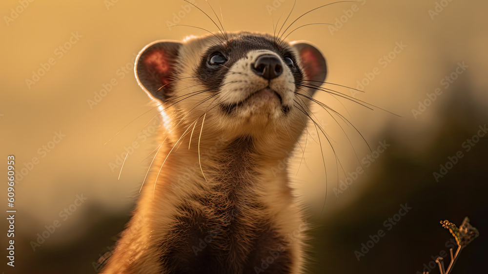 Fototapeta premium Black footed ferret created with Generative AI technology