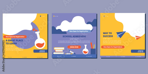 School admission square banner. Suitable for educational banner and social media post template