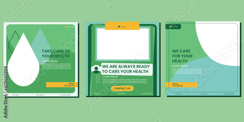 Medical healthcare service social media post template design. Hospital, doctor, clinic and dentist health business promotion flyer poster.