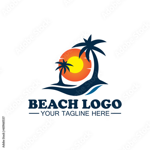 Beach logo design Vector template