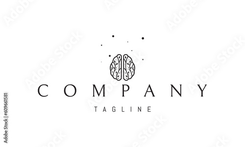 Vector logo on which an abstract image of the brain with climbing plants inside.