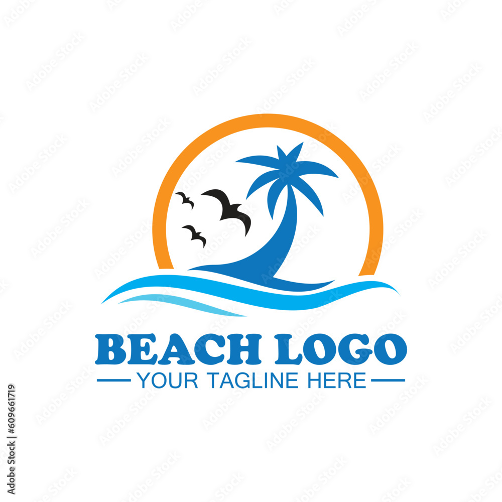 Beach logo design Vector template