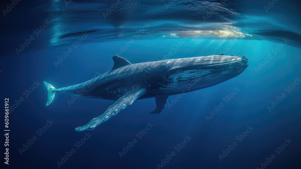 Fototapeta premium blue whale created with Generative AI technology
