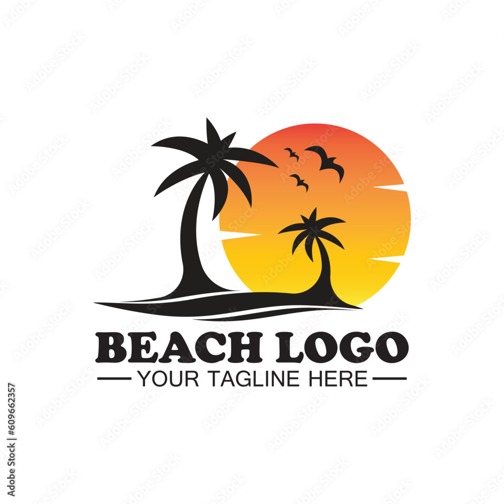 Obraz premium Beach logo design Vector template