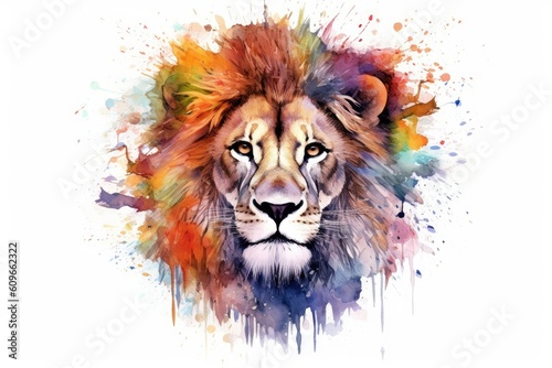 Lion Artwork Painted in a Vibrant Watercolor