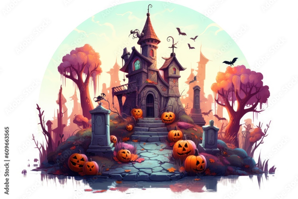 Cute and Playful Halloween Graveyard Artwork with Spooky Charm Cute and Playful Halloween Graveyard Artwork with Spooky Charm