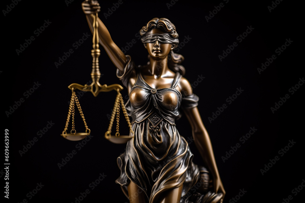 Statue of lady justice with blindfold and carrying a scale 