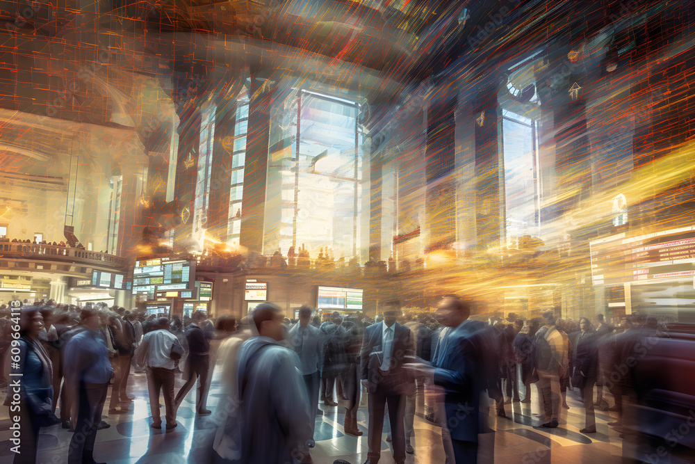 Dynamic stock exchange environment. Multiple exposures.  Abstract finance background