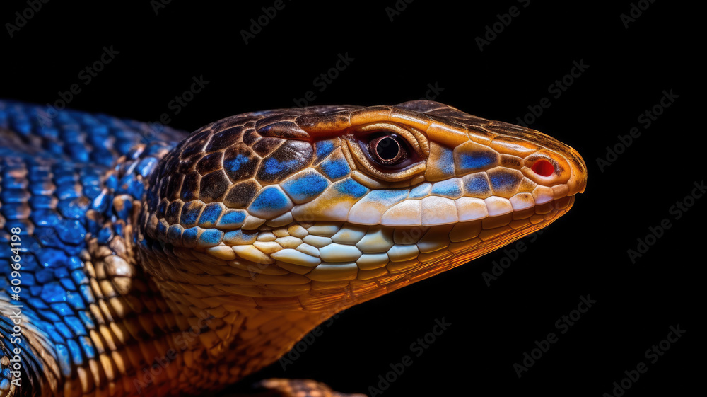 tongued skink with colorful skin created with Generative AI technology