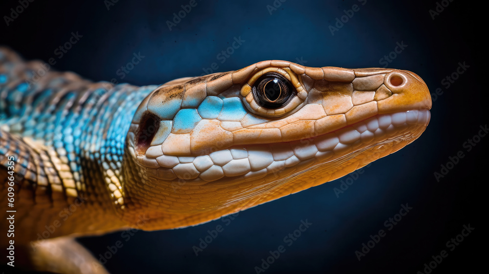 Fototapeta premium tongued skink with colorful skin created with Generative AI technology