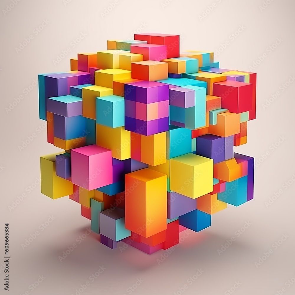 Modern Geometric Background: Colorful Cubes with Ambient Light Effects Modern Geometric Background: Colorful Cubes with Ambient Light Effects