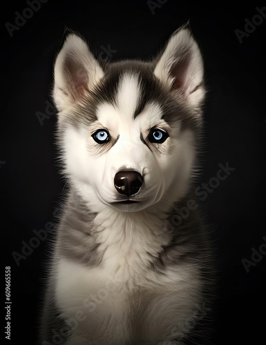 Baby Husky, Puppy Dog, Adorable, Wall Art, Nursery Art, Animal, Pet. Generative AI. © Art for Insomniacs