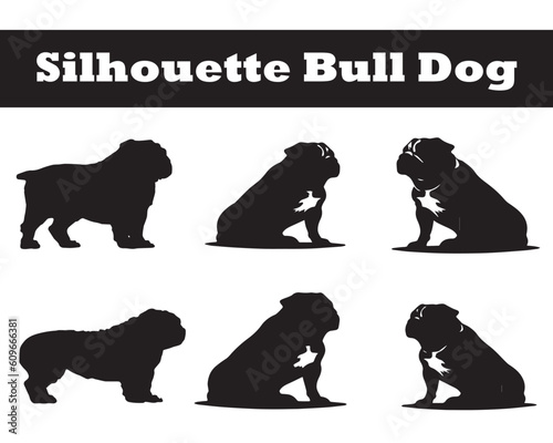 A set of silhouette bull dog vector collection
