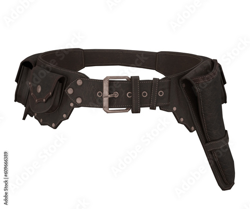 Photography 3d rendering cowboy belt with cases