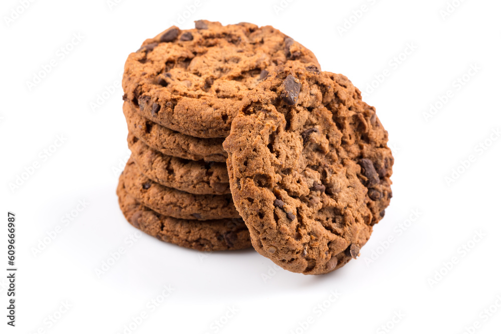 Chocolate chip cookies isolated on white Chocolate chip cookies isolated on white