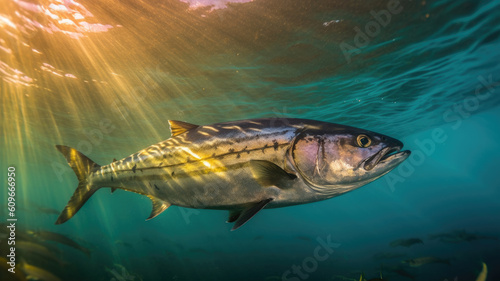 bonito fish in the ocean in detailed view created with Generative AI technology