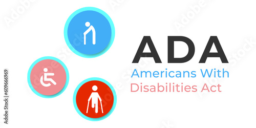 Americans with disability act is observed every year on July 26, ADA is a civil rights law that prohibits discrimination based on disability. vector template design