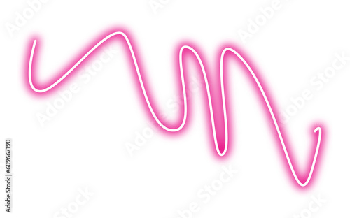 Neon bright line png. Glowing pink line on transparent background.