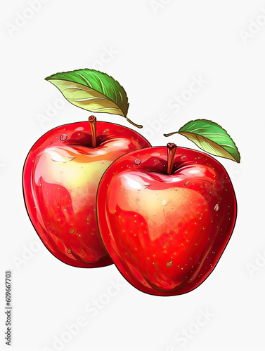 Cartoon Apples  Fun  Food  Fruit  Healthy  Snacks  Wall Art  Digital Graphic Resource. Generative AI.