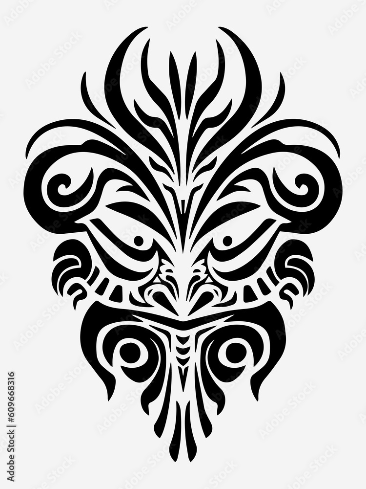 Stylized tribal tattoo design element, bringing a sense of raw energy, spirituality, and ancestral heritage to your creative projects Generative AI