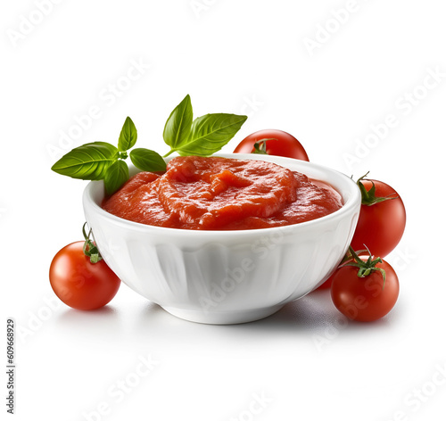 Tomatoes paste with tomatoes vegetables. Generated AI