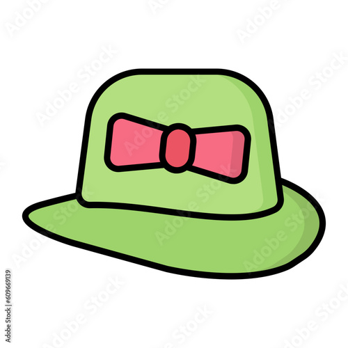 Women Hat Line Color Icon