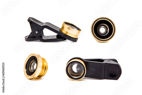 Additional lens for a smartphone on a white background