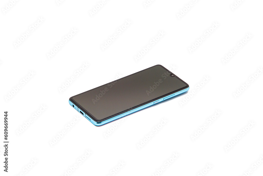 Blue smartphone on a white background Blue smartphone on a white background