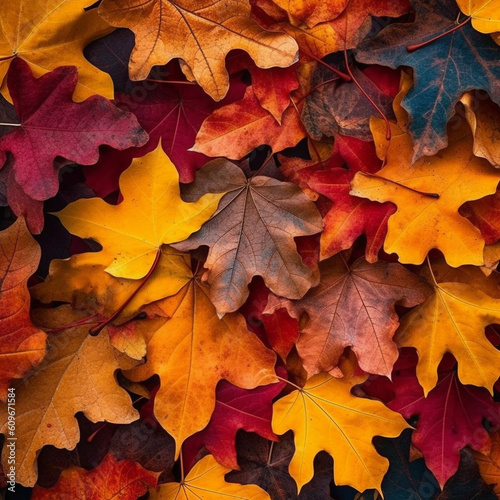 [autumn leaves] in [red, orange, and yellow] hues Wallpaper created with generative AI software