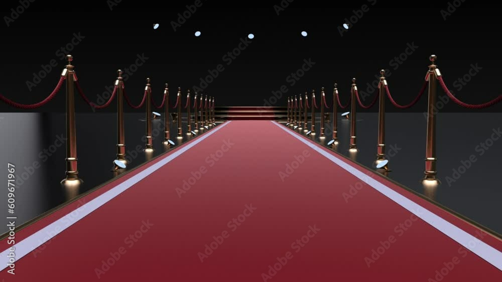 3D animation of Red carpet Opening with the number four 3D animation of Red carpet Opening with the number four