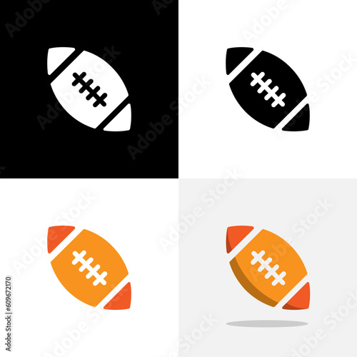 Art illustration design sport logo concept icon with silhouette of rugby ball