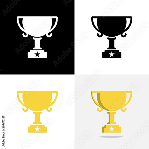 Art illustration design sport logo concept icon with silhouette of cup award 