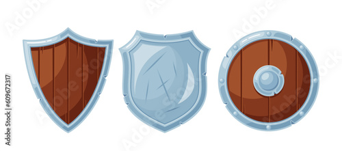 Protective Medieval Shields, Crafted With Sturdy Materials Like Wood And Metal, Serving As Essential Defense In Battles