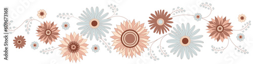 Decorative floral border in retro style