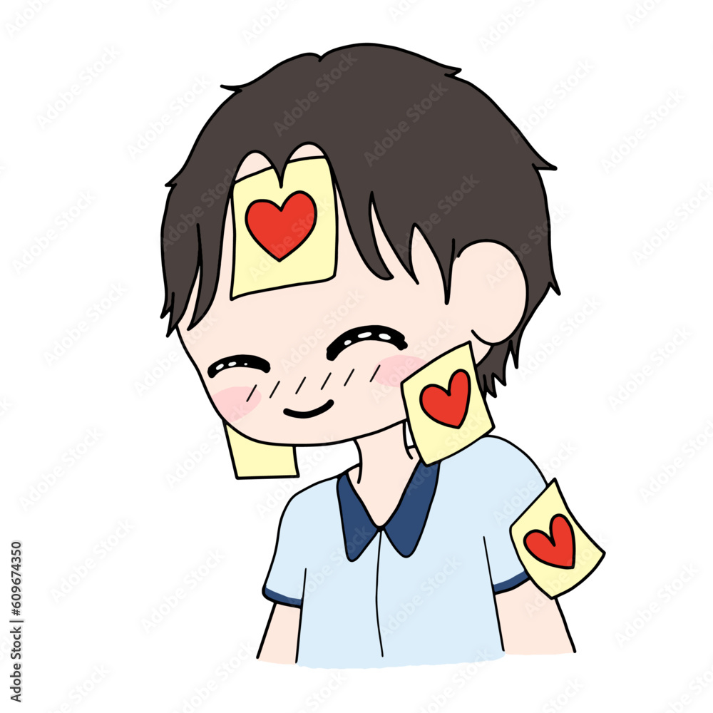 A little cute boy showing love, isolated on a background. A little cute boy showing love, isolated on a background.