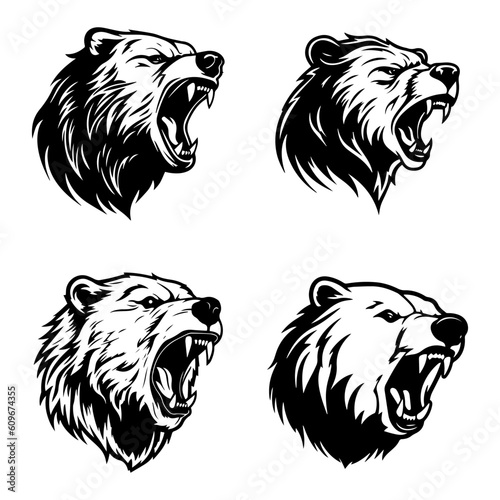 Hand drawn bear logo design illustration that combines elegance and playfulness. Suitable for children's brands, organic products, and creative ventures.  Generative AI