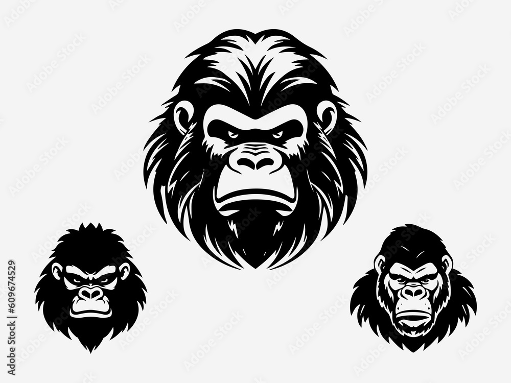 Captivating hand drawn gorilla logo design, featuring bold lines and fierce expression, representing resilience, determination, and primal instincts Generative AI