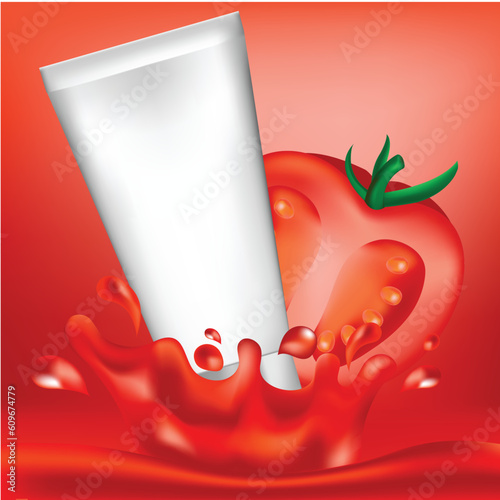 Tomato and blank package . Vector illustration
