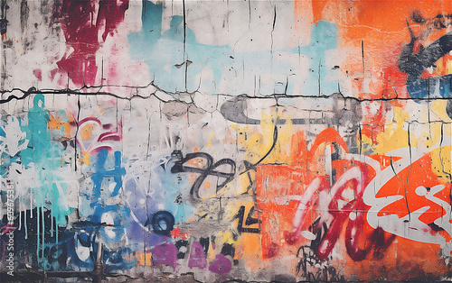 Urban colourful Graffiti Wall Backdrop.